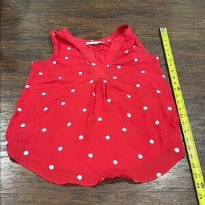 LOFT Red & White Polka Dot Sleeveless V-Neck Top Size XS